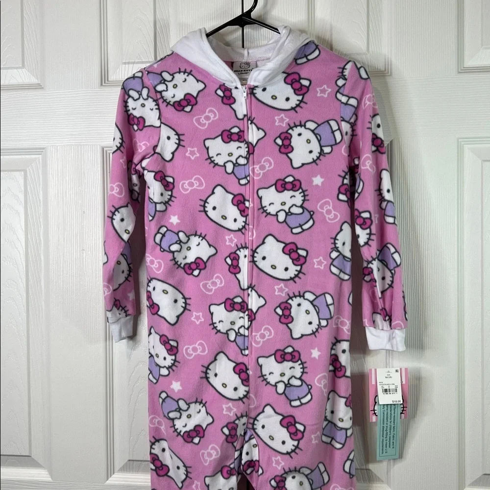 Sanrio Hello Kitty Pink and White Hooded Onesie Size M (7/8)